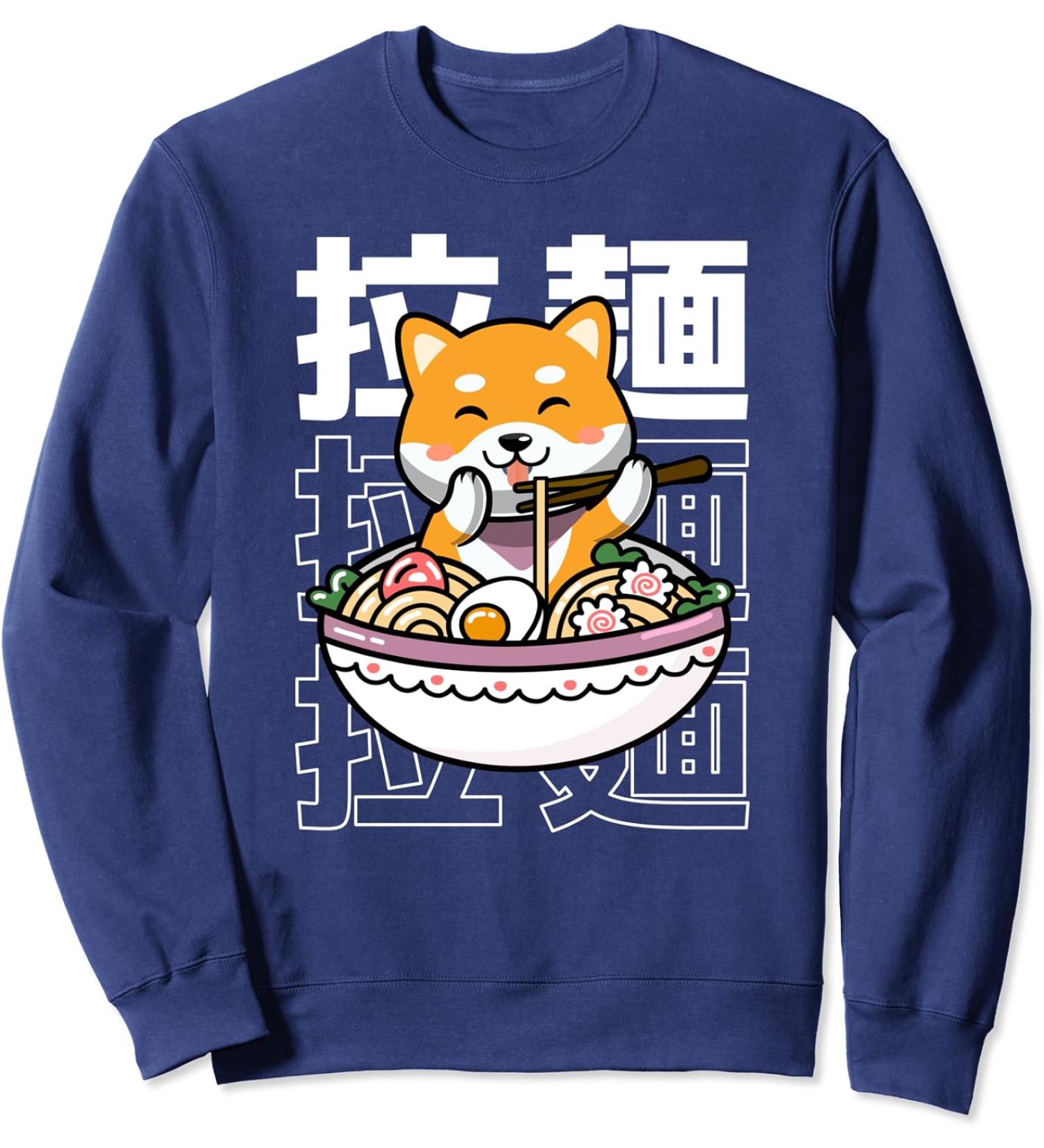 Ramen Kawaii Japanese Noodles Dog Eating Ramen Shiba Inu Sweatshirt