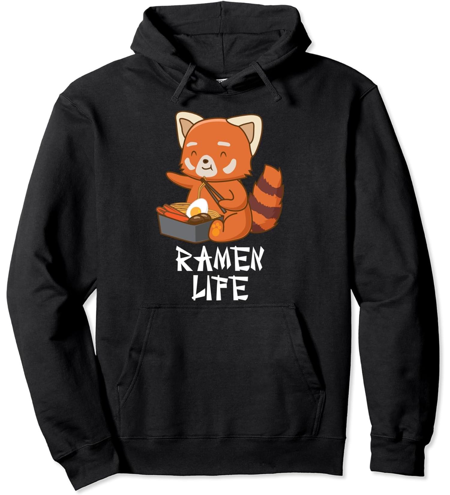 Ramen Life Red Panda Japanese Food Anime Soba Noodles Pullover Hoodie