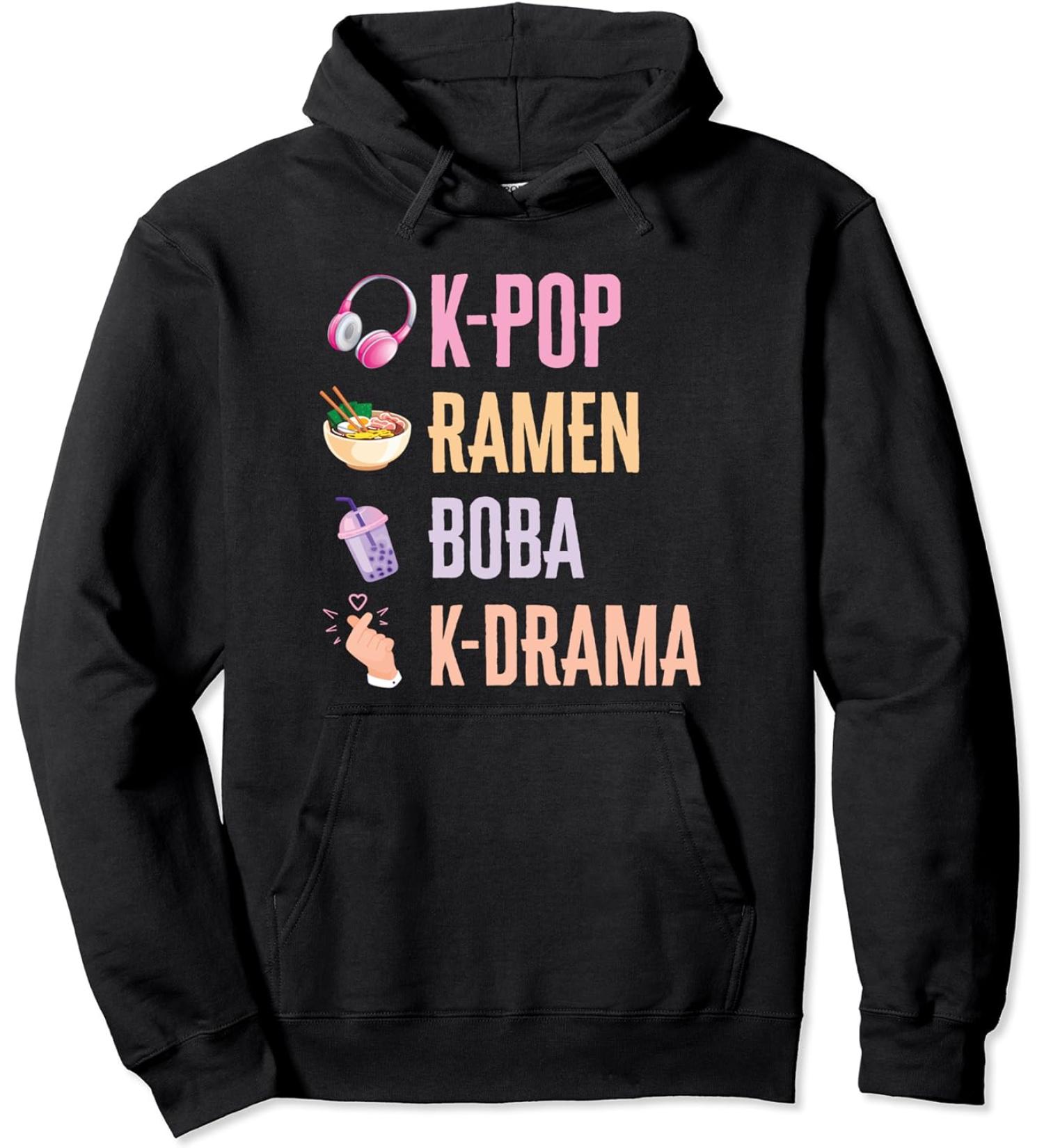K-Pop Ramen Bubble Tea Boba Japanese Noodles Bowl Kpop Gift Pullover Hoodie