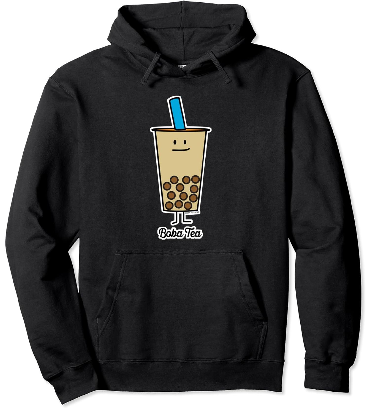 Boba Bubble Pearl Milk Tea Tapioca balls with straw Pullover Hoodie
