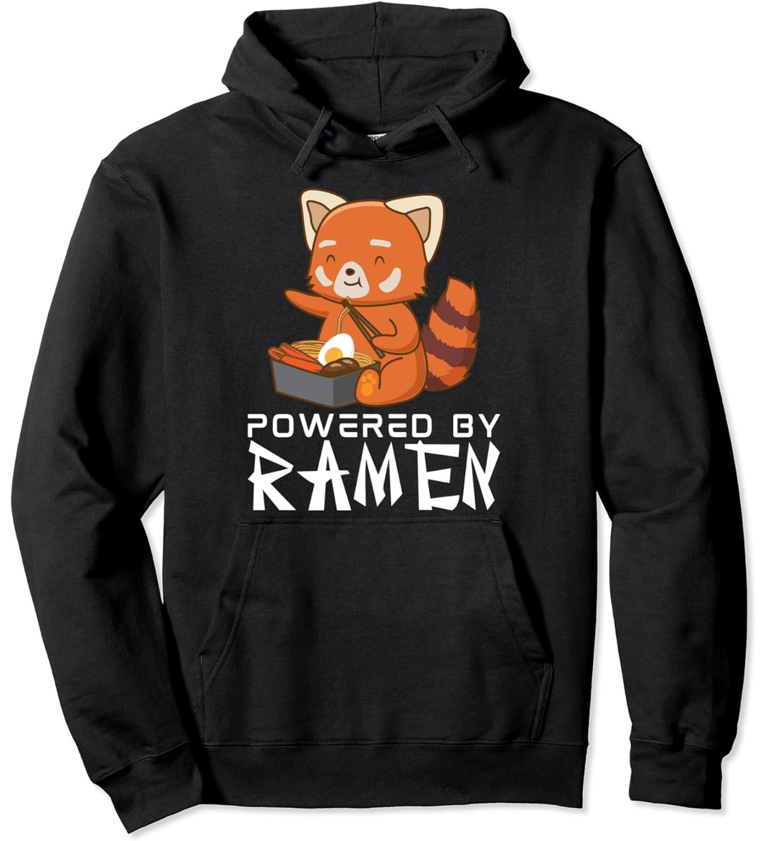 Powered By Ramen Red Panda Japanese Food Noodles Soba Pullover Hoodie
