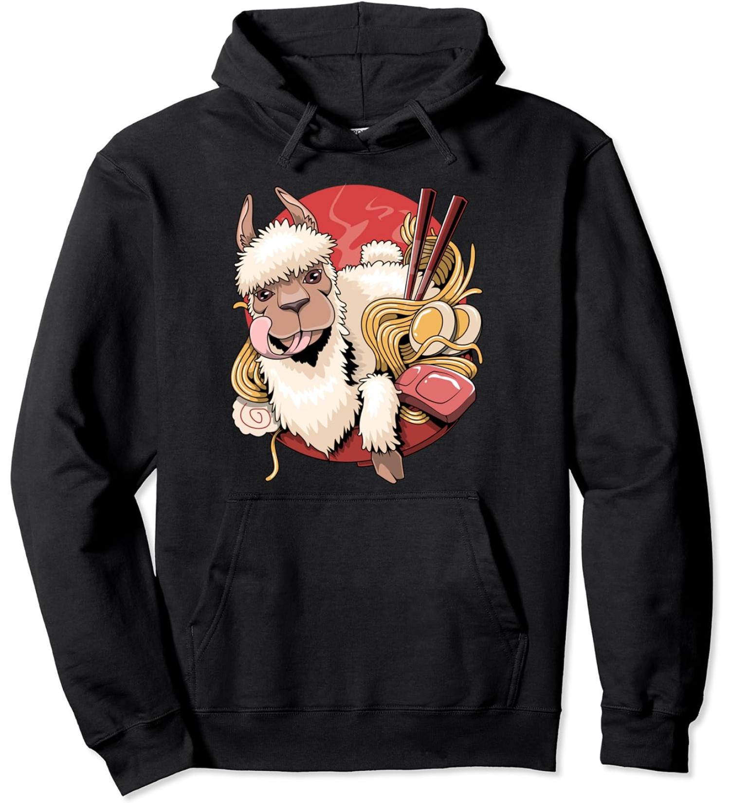 Llamen funny Japanese Ramen Noodles Llamen Pullover Hoodie