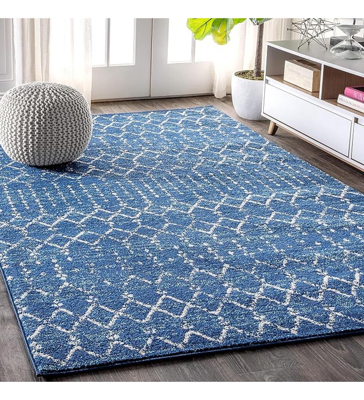 JONATHAN Y Moroccan HYPE Boho Vintage Diamond Indoor Area 5 X 8 - Blue/White - Buy Online on SooperMarket.com