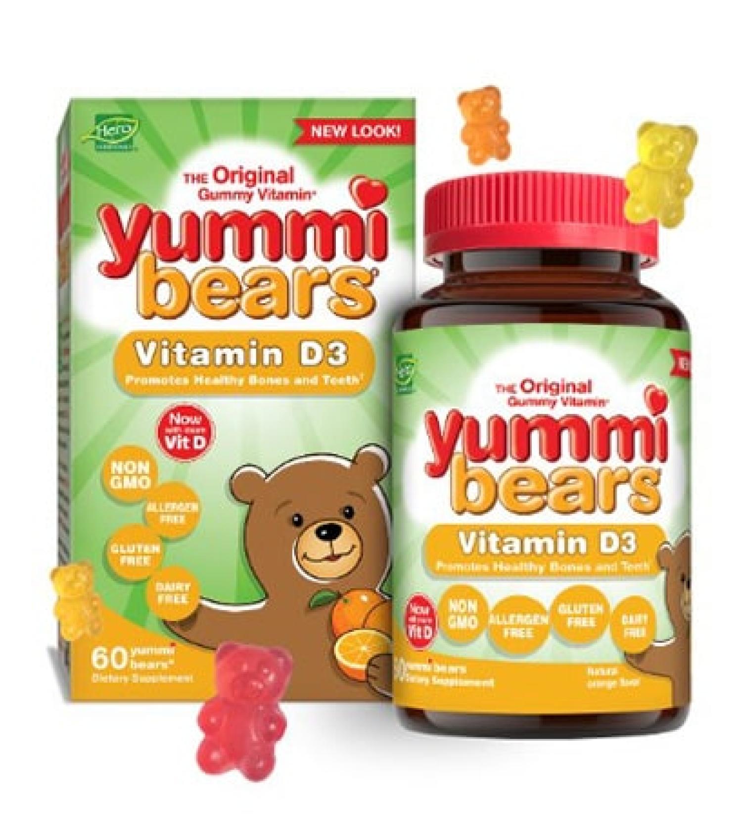 Hero Nutritionals Yummi Bears Vitamin D3 Gummies - 60 Count | Delicious & Effective - Buy Online on SooperMarket.com