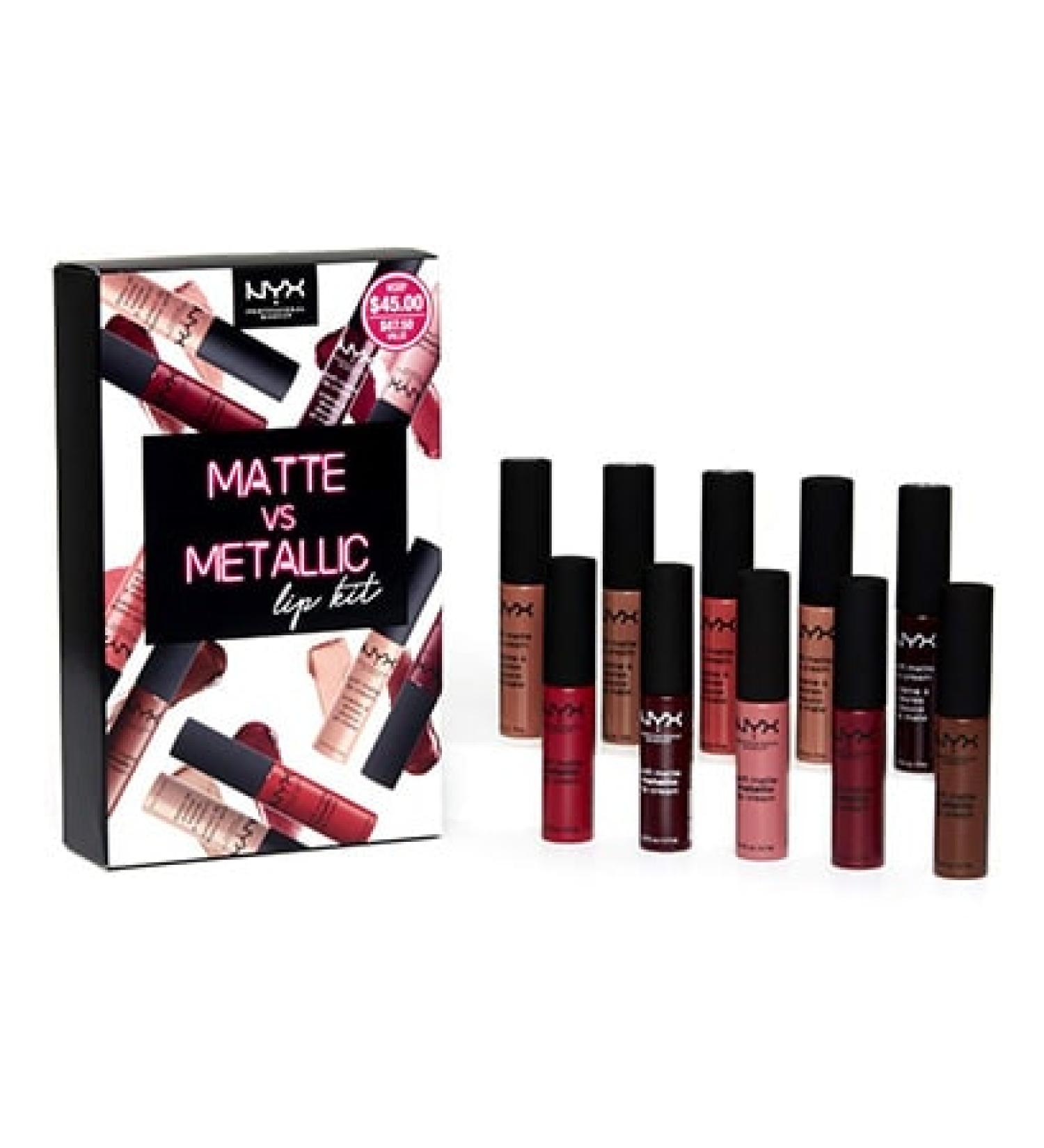 NYX 10-Piece Soft Matte Lip Cream & Metallic Lipstick Set | Professional Makeup - Buy Online on SooperMarket.com