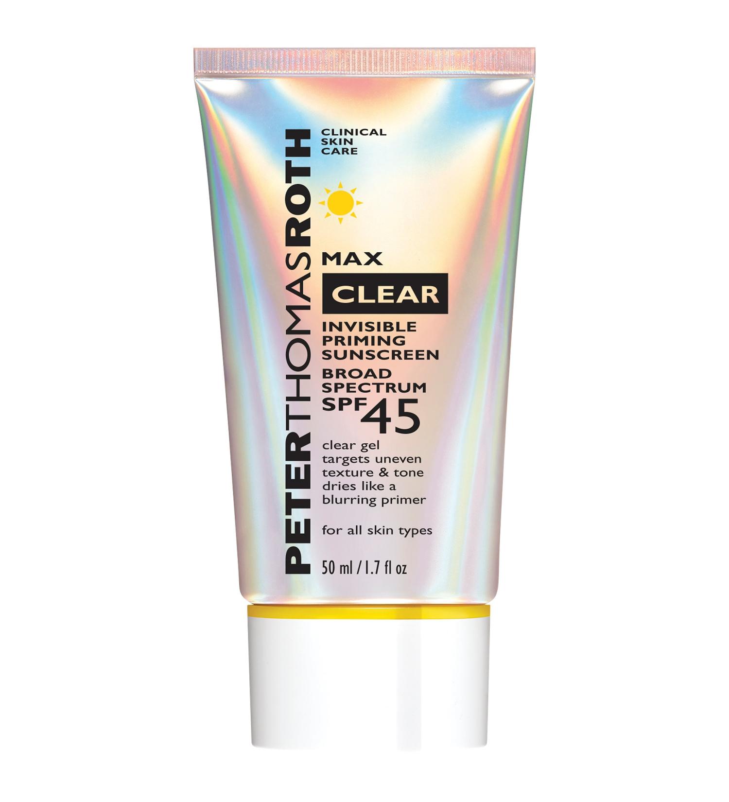 Shop Peter Thomas Roth Max Clear Invisible Priming Sunscreen Broad Spectrum SPF 45 - 1.7 oz/ 50 mL Online - Best Price & International Shipping - Buy Online on SooperMarket.com