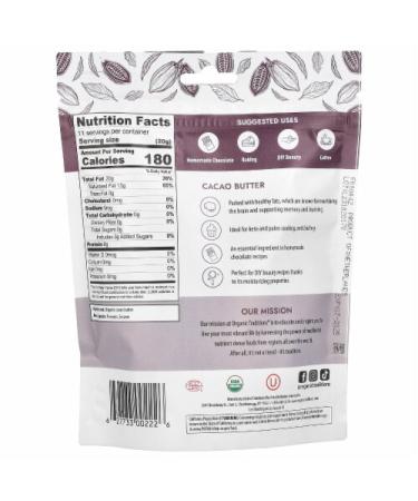 Organic Traditions Cacao Butter 8 oz | Premium Raw Cacao | Healthy Cooking & Baking - Buy Online on SooperMarket.com