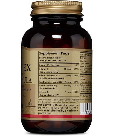 Solgar B-Complex with Vitamin C - 250 Tablets for Energy & Immune Support - Buy Online on SooperMarket.com
