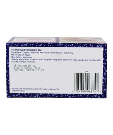 St. Dalfour Organic Strawberry Tea - 25 Envelopes (1.75 oz) - Premium Herbal Tea - Buy Online on SooperMarket.com