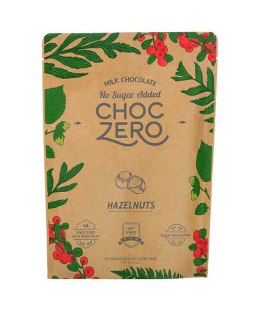 ChocZero Milk Chocolate Hazelnuts No Sugar Added  6 Bars 1 oz Each