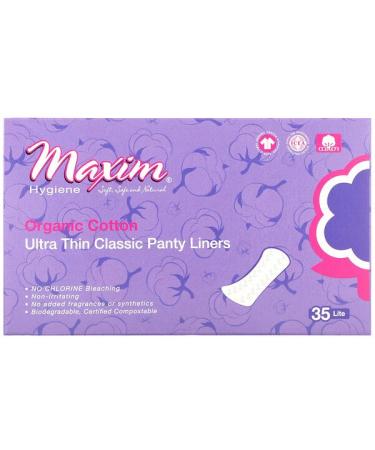 Maxim Hygiene Products Organic Cotton Ultra Thin Classic Panty Liners Lite 35 Count