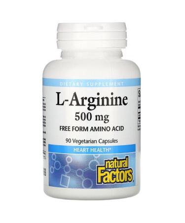 Natural Factors L-Arginine 500 mg 90 Vegetarian Capsules