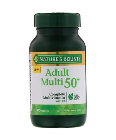 Nature's Bounty Adult Multi 50+ Complete Multivitamin with D3 80 Tablets
