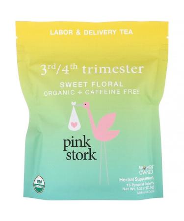 Pink Stork 3rd/4th Trimester Labor & Delivery Tea Sweet Flora Caffeine Free 15 Pyramid Sachets 1.32 oz (37.5 g)