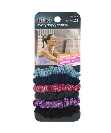 Scunci Everyday & Active Space Dye & Solid Ponytailers 6 Pieces