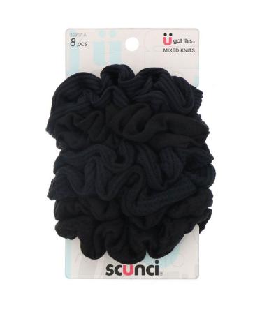 Scunci Mixed Knits Ponytail Holder Black 8 Pieces