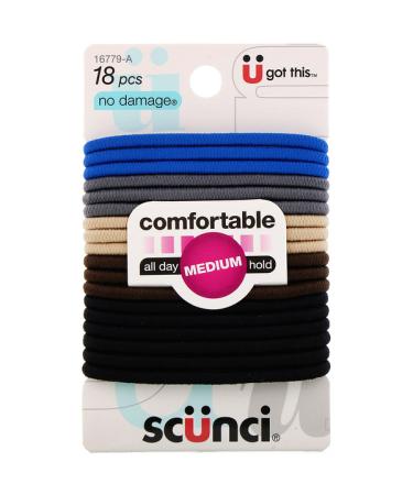 Scunci No Damage Elastics Comfortable All Day Medium Hold Denim 18 Pieces