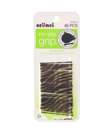Scunci No Slip Grip All Day Hold Bobby Pins Striped 48 Pieces