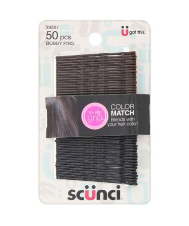 Scunci No Slip Grip Color Match Bobby Pins Black 50 Pieces