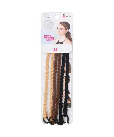 Scunci Real Style Suede Braided Headwraps Neutral 3 Pieces