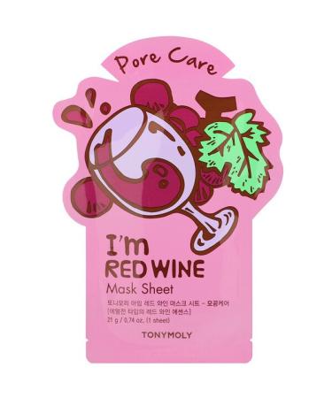 Tony Moly I'm Red Wine Pore Care Beauty Mask Sheet 1 Sheet 0.74 oz (21 g)
