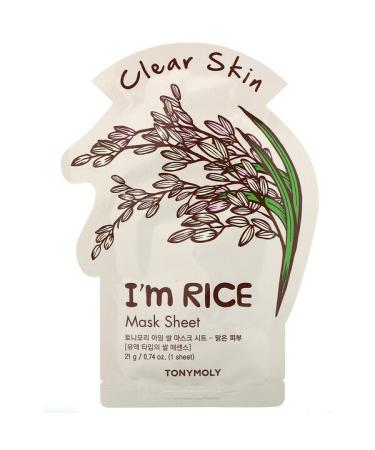 Tony Moly I'm Rice Clear Skin Beauty Mask Sheet 1 Sheet 0.74 oz (21 g)