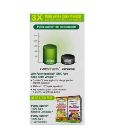 Purely Inspired Apple Cider Vinegar+ | 100 Easy-Swallow Veggie Tablets for Digestive Health - Buy Online on SooperMarket.com