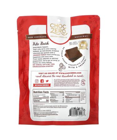 ChocZero Sugar Free Dark Chocolate Sea Salt Hazelnuts - 6 Bars (1 oz each) - Buy Online on SooperMarket.com