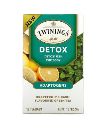 Twinings Detox Adaptogens Grapefruit & Basil Flavored Green Tea 18 Tea Bags 1.27 oz (36 g)
