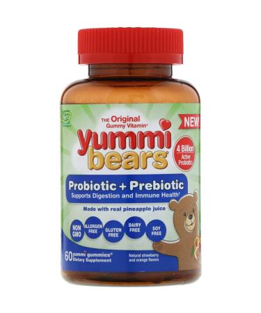 Hero Yummi Bears Probiotic + Prebiotic Gummies - Natural Strawberry & Orange - 60 Count - Buy Online on SooperMarket.com