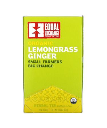 Equal Exchange Organic Lemongrass Ginger Herbal Tea Caffeine-Free 20 Tea Bags 1.05 oz (30 g)