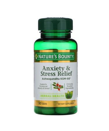 Nature's Bounty Anxiety & Stress Relief Ashwagandha KSM-66 50 Tablets