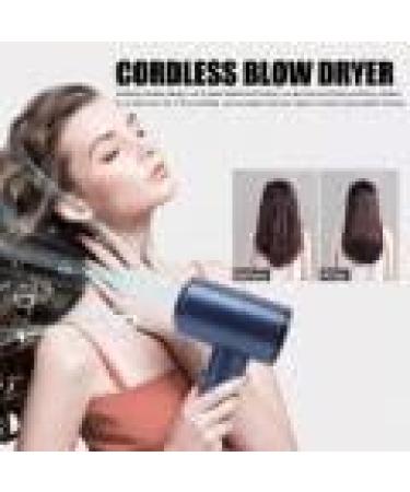 Compact Hair Dryer Travel Hair Dryer Portable Blow Dryer for Women Men Rechargeable Cordless Hairdryer 5000mAh 6 Speed Adjustment Fast Drying for Home Camping(Blue) - Buy Online on SooperMarket.com