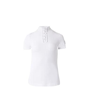 HORZE Sianna Women's Short Sleeve Breathable Equestrian Show Shirt with Lace Shoulders White 8
