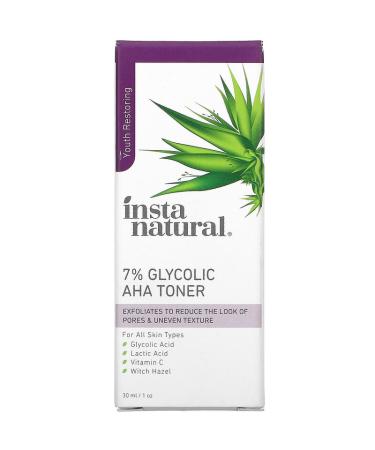 InstaNatural 7% Glycolic AHA Toner - Brightening & Exfoliating Skin Care (1 fl oz) - Buy Online on SooperMarket.com