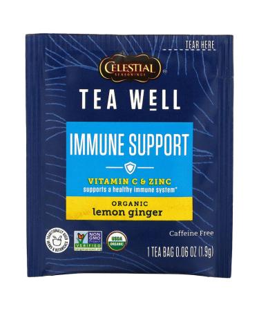 Celestial Seasonings Immune Support Tea â€“ Organic Lemon Ginger with Vitamin C & Zinc, Caffeine Free, 12 Bags - Buy Online on SooperMarket.com
