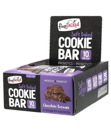 FlapJacked Soft Baked Cookie Bar Chocolate Brownie 12 Bars 1.90 oz (54 g) Each