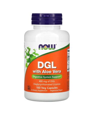 Now Foods DGL with Aloe Vera 400 mg 100 Veg Capsules