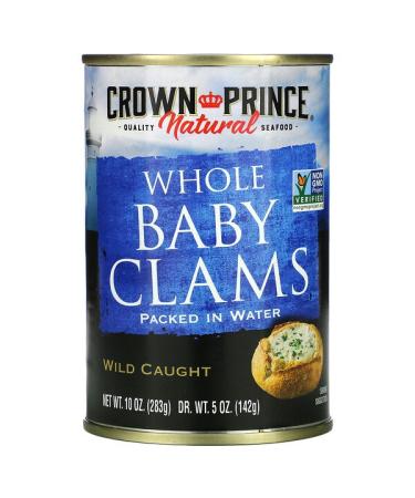 Crown Prince Natural Whole Baby Clams Packed in Water 10 oz (283 g)
