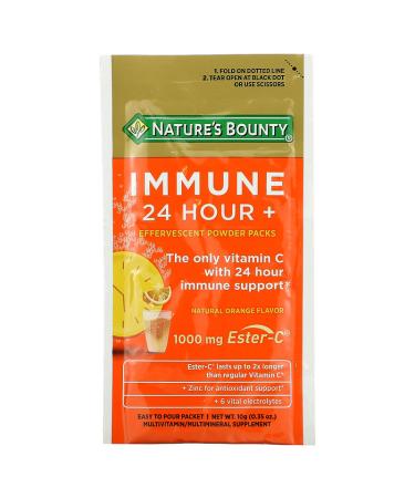 Nature's Bounty Immune 24 Hour Effervescent Powder - Natural Orange - 14 Packets (0.35 oz each) - Buy Online on SooperMarket.com