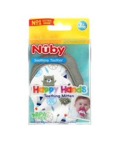 GoSupps.com - Nuby Soothing Teether Happy Hands Teething Mitten 3+ Months Bears 2 Piece Set - Buy Online on SooperMarket.com