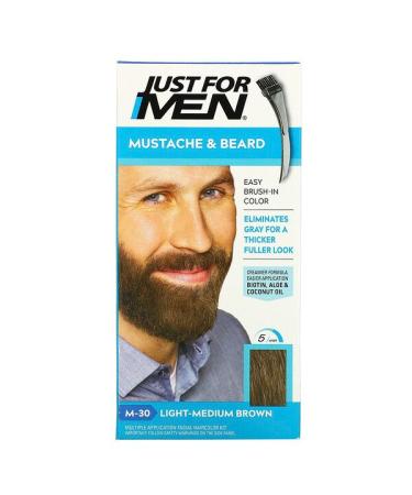 Just for Men Mustache & Beard Brush-In Color M-30 Light-Medium Brown  1 Multiple Application Kit