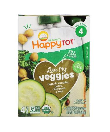 Happy Family Organics Happy Tot Stage 4  Love My Veggies Organic Zucchini Pears Chickpeas & Kale 4 Pouch 4.22 oz (120 g) Each