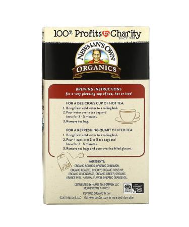 Newman's Own Organics Caffeine Free Herbal Tea - Sweet Cinnamon Spice, 20 Bags (1.41 oz) - Buy Online on SooperMarket.com