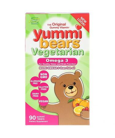 Hero Nutritional Products Yummi Bears Vegetarian Omega 3  90 Yummi Bears