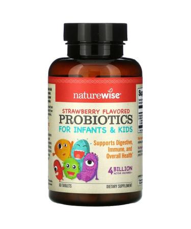 NatureWise Probiotics for Infants & Kids Strawberry 60 Tablets