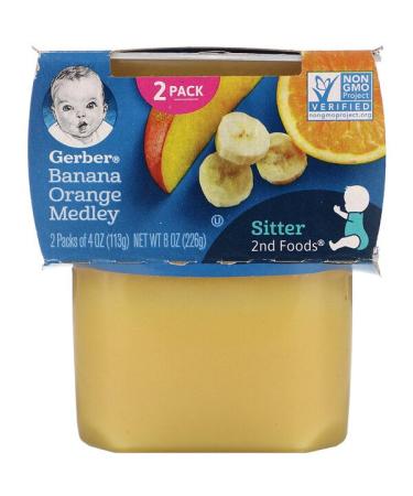 Gerber Banana Orange Medley 2 Packs 4 oz (113 g) Each