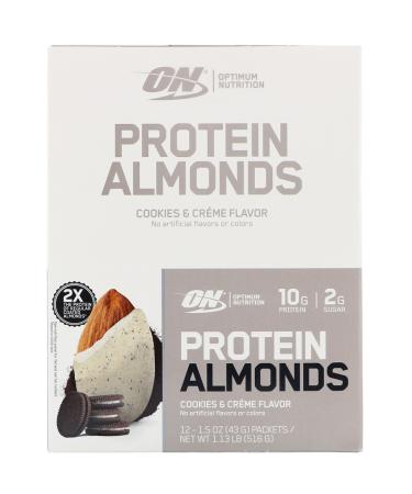 Optimum Nutrition Protein Almonds Cookies & Creme - 12 Pack, 1.5 oz (43g) Each | High-Protein Snack - Buy Online on SooperMarket.com