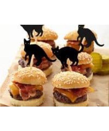 Halloween Black Cat Cupcakes Toppers Party Food Decorations Sticks Picks (24 Pack) - Buy Online on SooperMarket.com