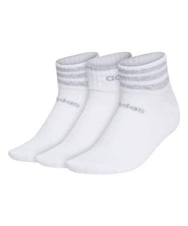 adidas Women's 3-Stripe 2 3-Pack Low Cut, White/Cool Light Heather/Clear Onix Grey, Medium